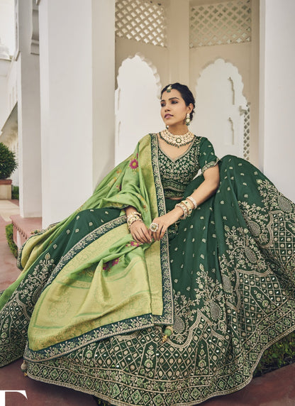 Green Viscose Circular Lehenga Choli-2