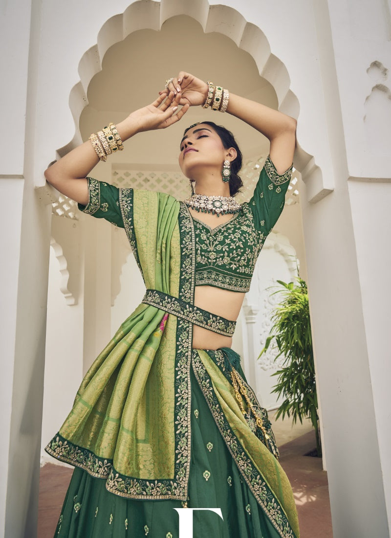 Green Viscose Circular Lehenga Choli-2