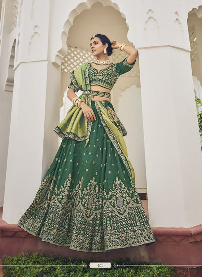 Green Viscose Circular Lehenga Choli