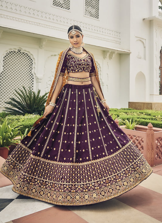 Purple Viscose Circular Lehenga Choli