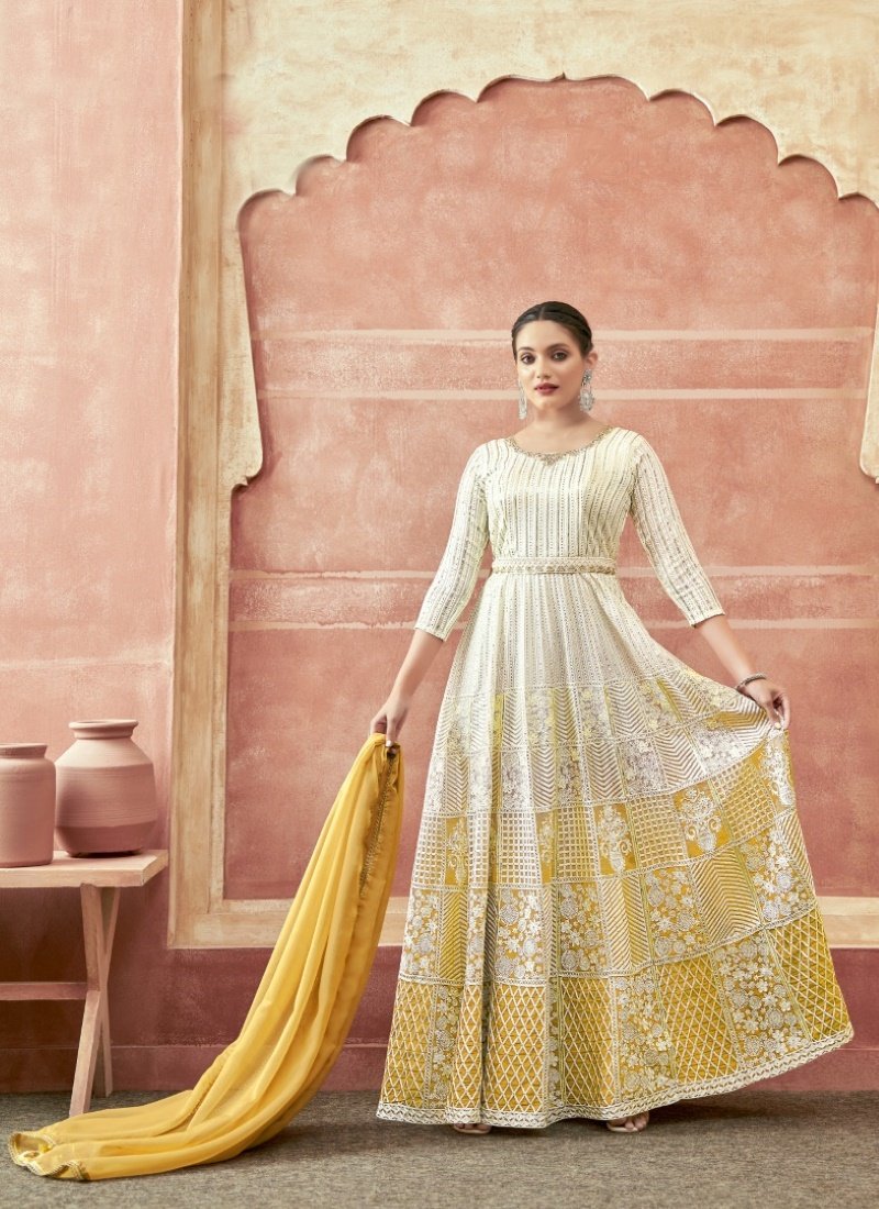 Yellow Georgette Anarkali Suit-2