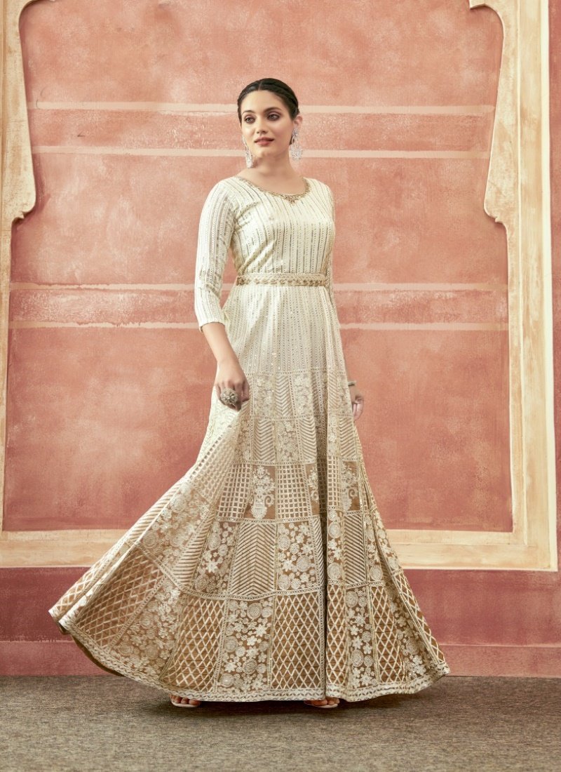 Brown Georgette Anarkali Suit