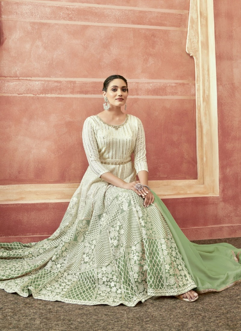 Green Georgette Anarkali Suit-2