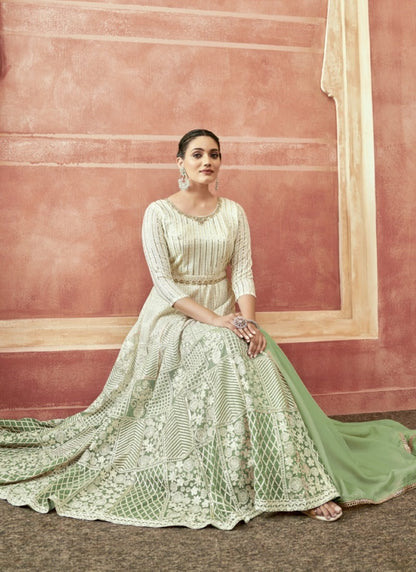 Green Georgette Anarkali Suit-2