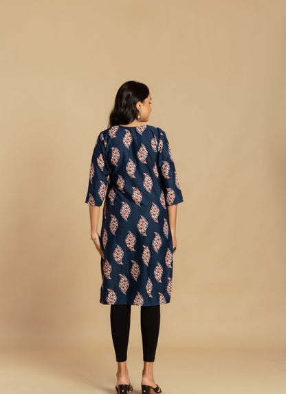 Blue Soft Crape Printed Kurti-2