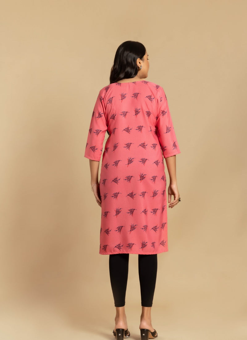 Pink Soft Crape Printed Kurti-2