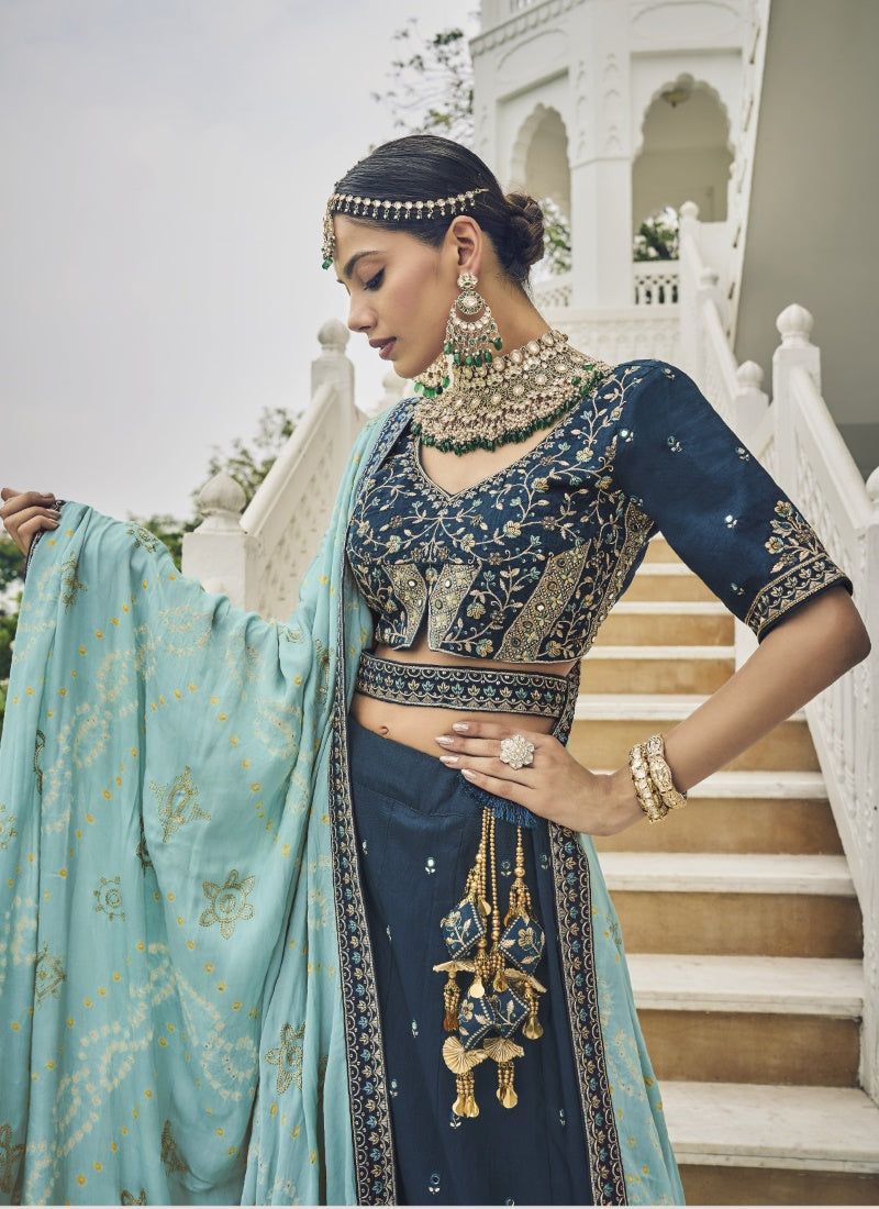 Blue Viscose Circular Lehenga Choli-2