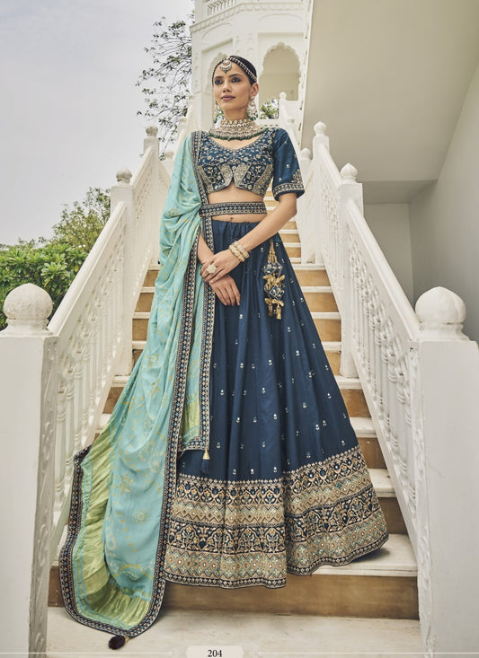 Blue Viscose Circular Lehenga Choli