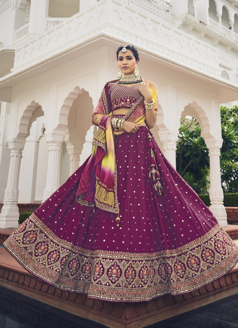 Magenta Viscose Circular Lehenga Choli