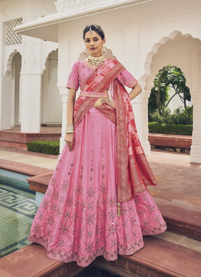 Pink Viscose Circular Lehenga Choli-2