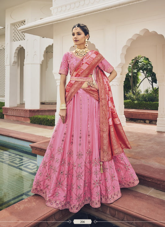 Pink Viscose Circular Lehenga Choli