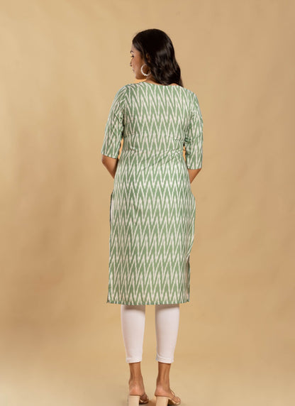 Pista Green Soft Crape Printed Kurti-2