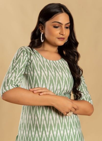 Pista Green Soft Crape Printed Kurti-2