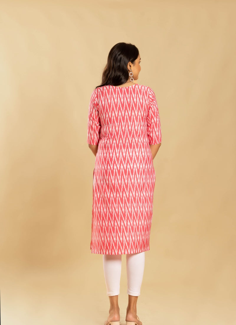 Pink Soft Crape Printed Kurti-2