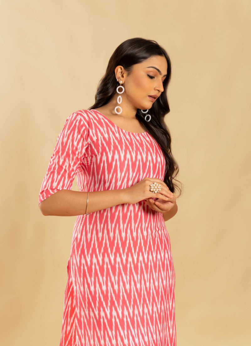 Pink Soft Crape Printed Kurti-2