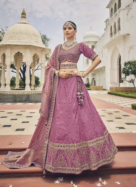 Pink Viscose Circular Lehenga Choli