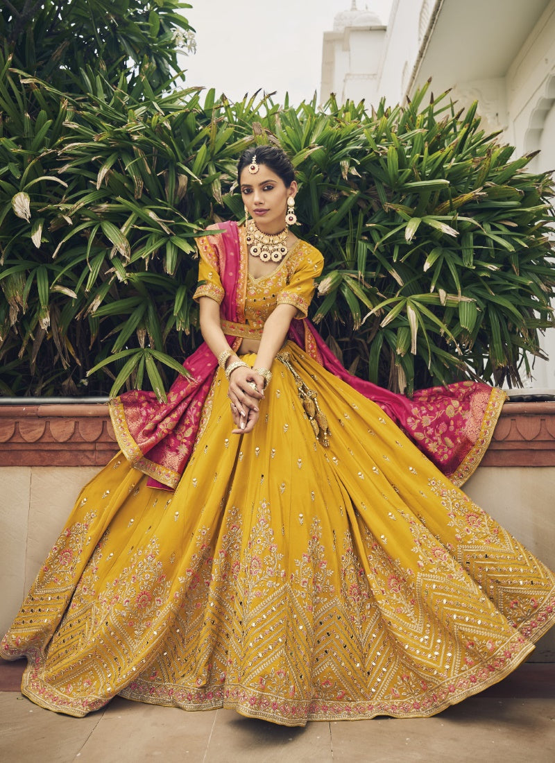 Yellow Viscose Circular Lehenga Choli-2