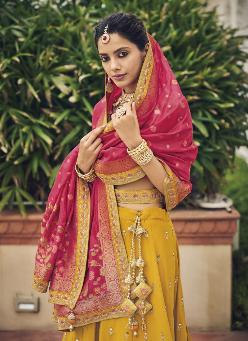 Yellow Viscose Circular Lehenga Choli-2