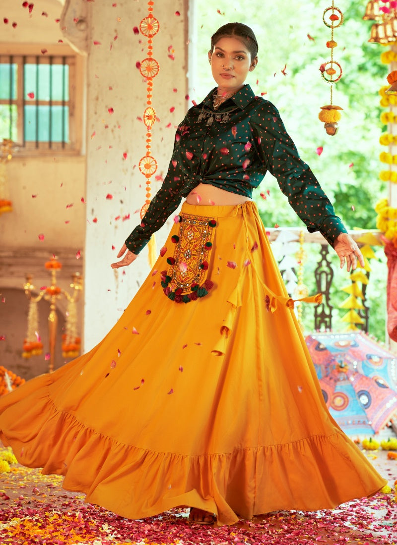 Green Cotton Navratri Chaniya Choli