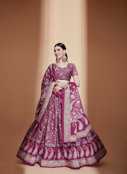 Purple Chinon Lehenga Choli with Embroidery Work-2