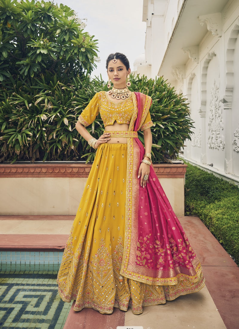 Yellow Viscose Circular Lehenga Choli