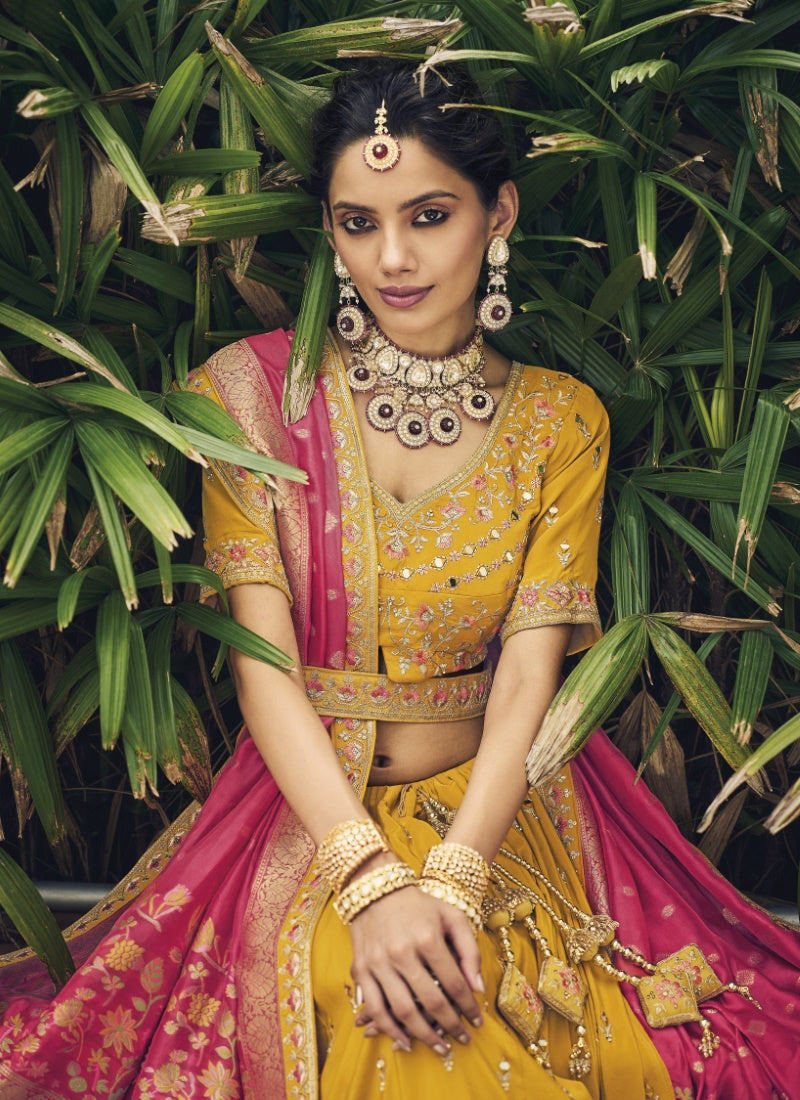 Yellow Viscose Circular Lehenga Choli-2