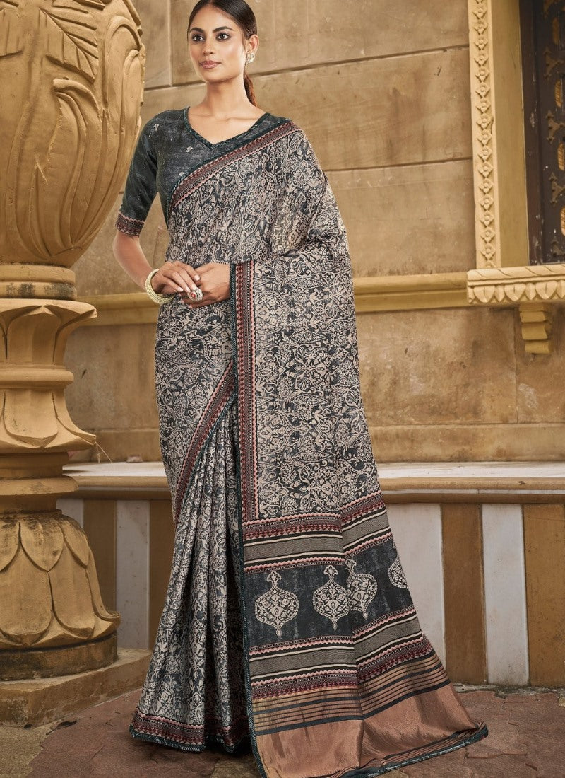 Black Silk Heavy Work Saree