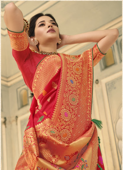 Red Swarovski Silk Saree-2