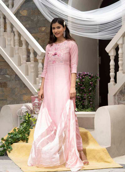 Pink Silk Embroidered Straight Cut Salwar Suit-2