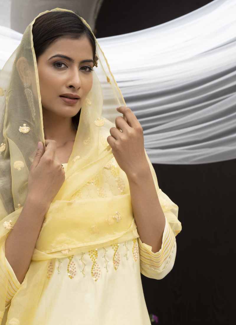 Light Yellow Silk Embroidered Straight Cut Salwar Suit-2