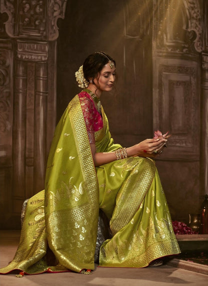 Pista Green Silk Embroidered Saree-2