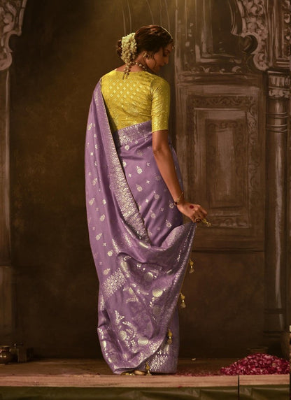 Lavender Silk Embroidered Saree-2