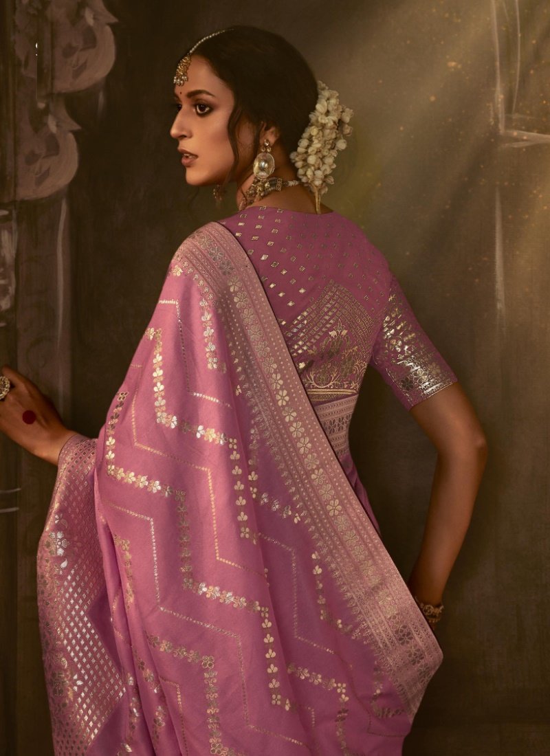 Pink Silk Embroidered Saree-2