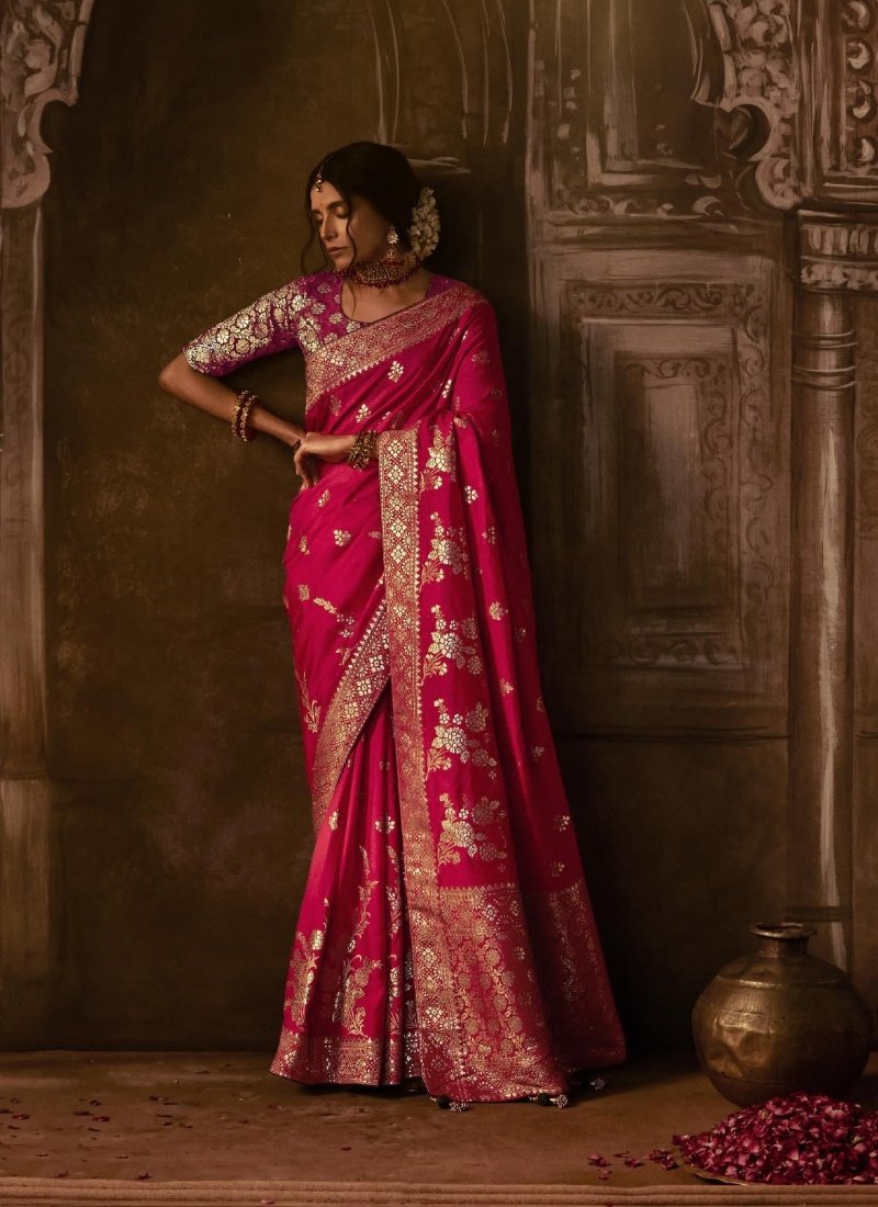 Red Silk Embroidered Saree