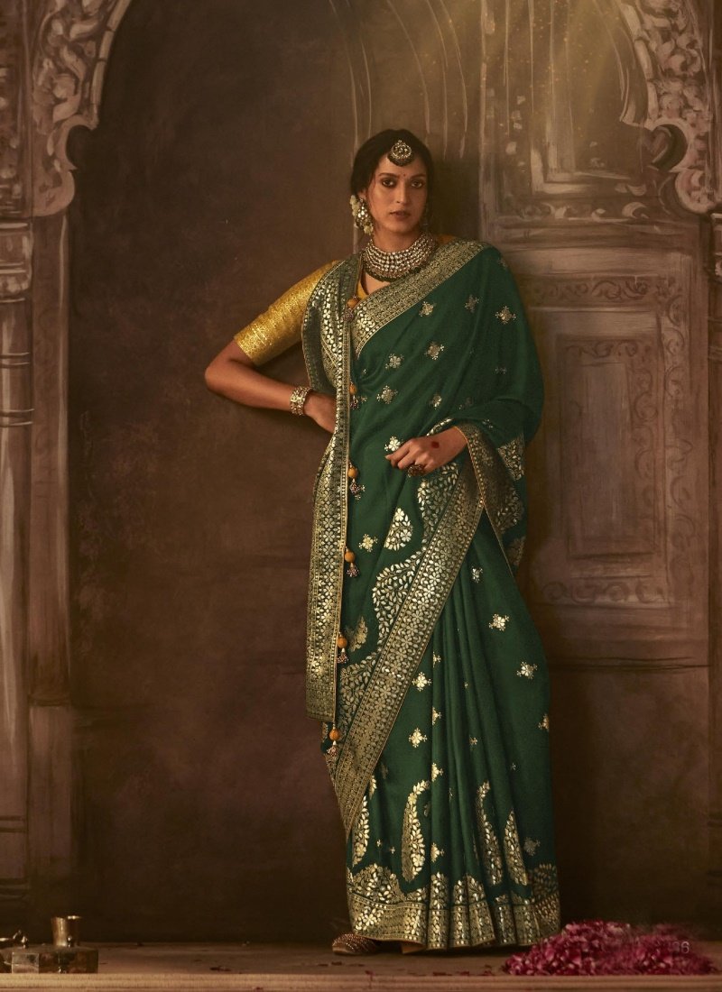 Green Silk Embroidered Saree