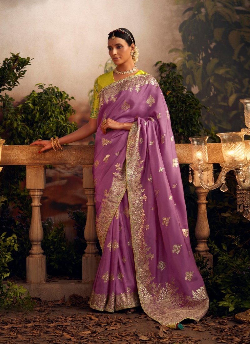 Pink Silk Wedding Saree With Heavy Embroidery, Stone and Sequins Work