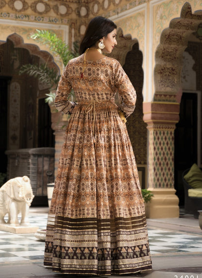 Brown Silk Anarkali Gown With Embroidery Work-2