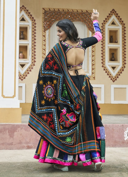 Black Navratri Lehenga Choli With Embroidery and Sequins Work