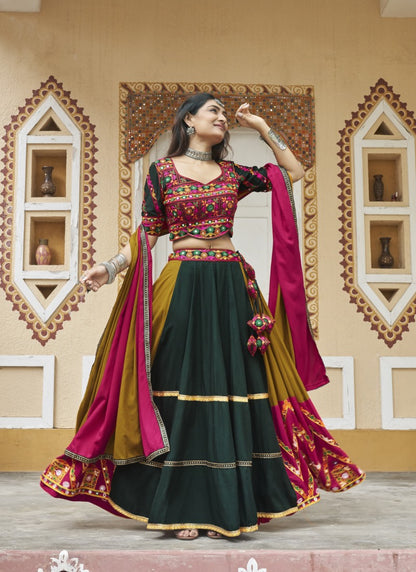 Yellow Navratri Lehenga Choli With Embroidery and Sequins Work