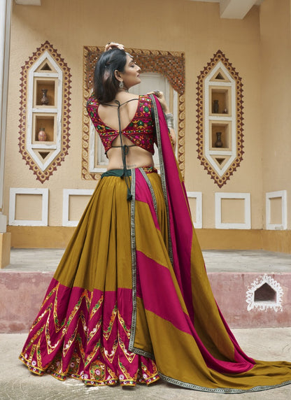 Yellow Navratri Lehenga Choli With Embroidery and Sequins Work