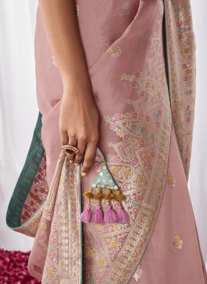 Pink Silk Wedding Saree With Minakari Pallu-2