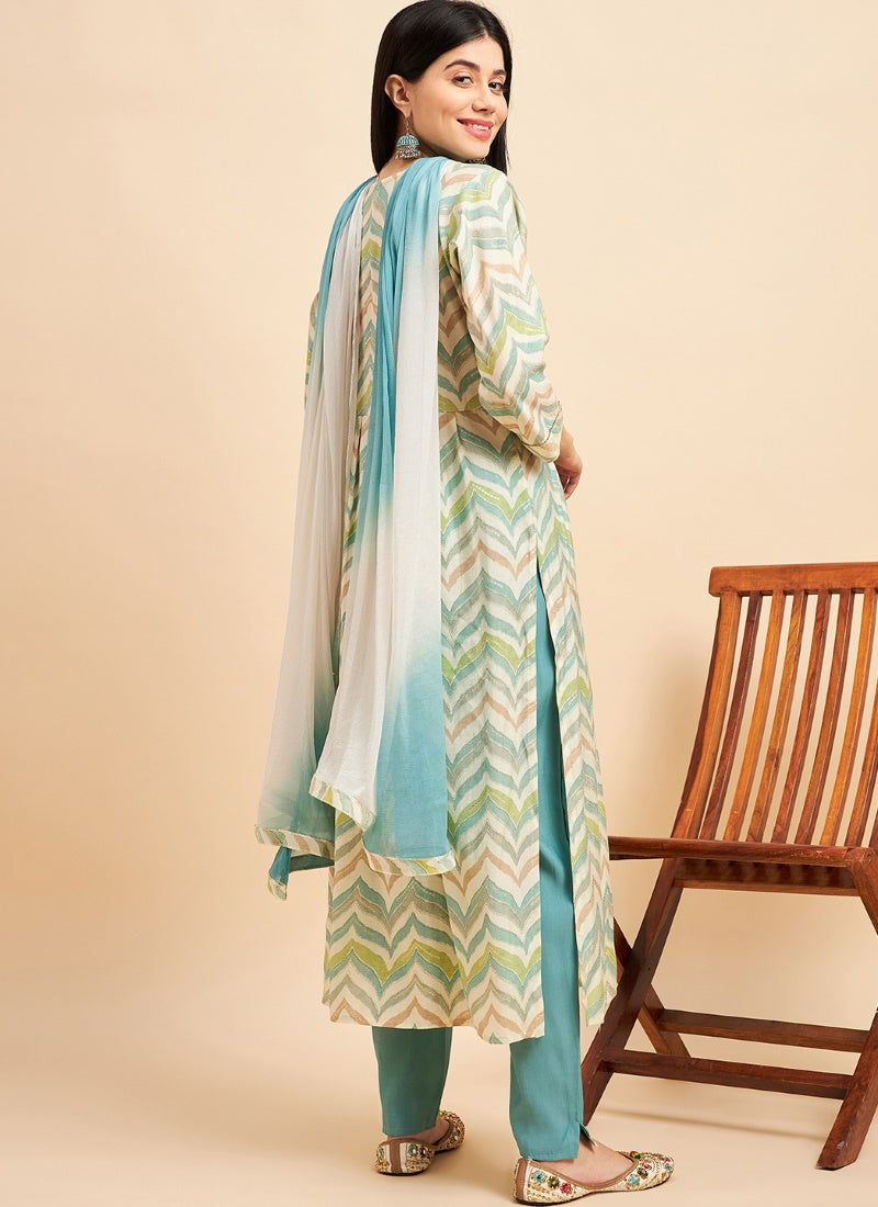 Multi Color Chinon Silk Kurta Set-2