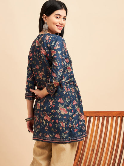 Blue Chinon Printed Kurti-2