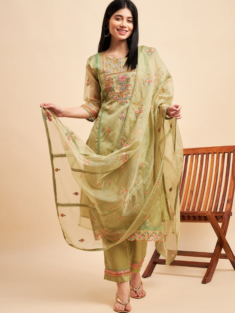 Pista Green Oranga Embroidered Salwar Suit