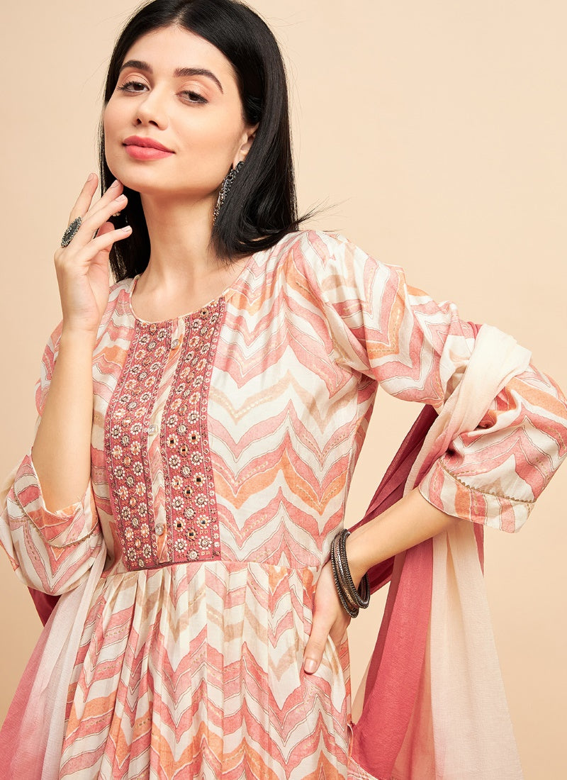 Pink Chinon Silk Kurta Set-2