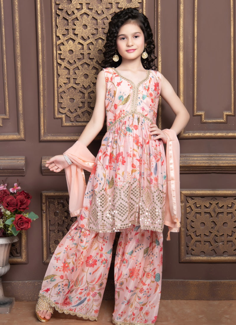 Pink Georgette Sharara Suit