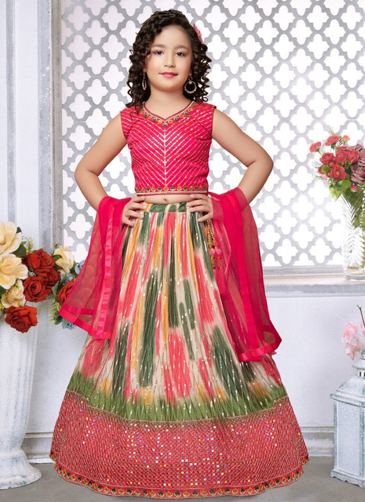 Red Georgette Kid's Lehenga Choli