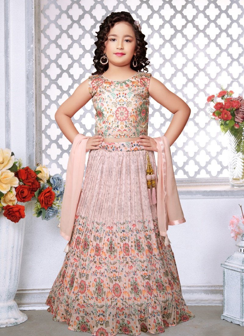 Pink Georgette Kid's Lehenga Choli