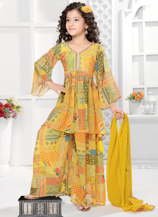 Yellow Kids Sharara Suit