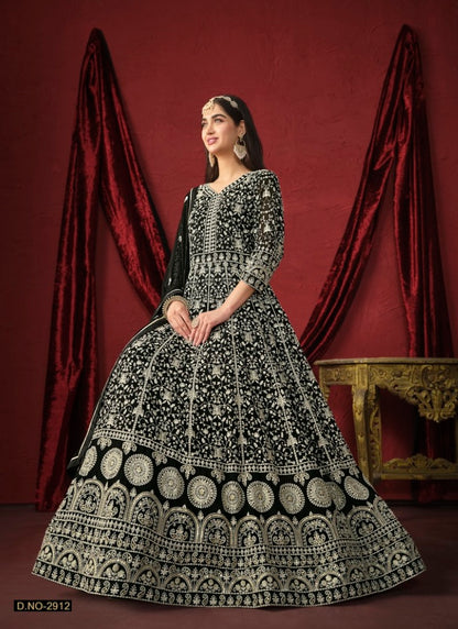 Black Georgette Long Anarkali Dress